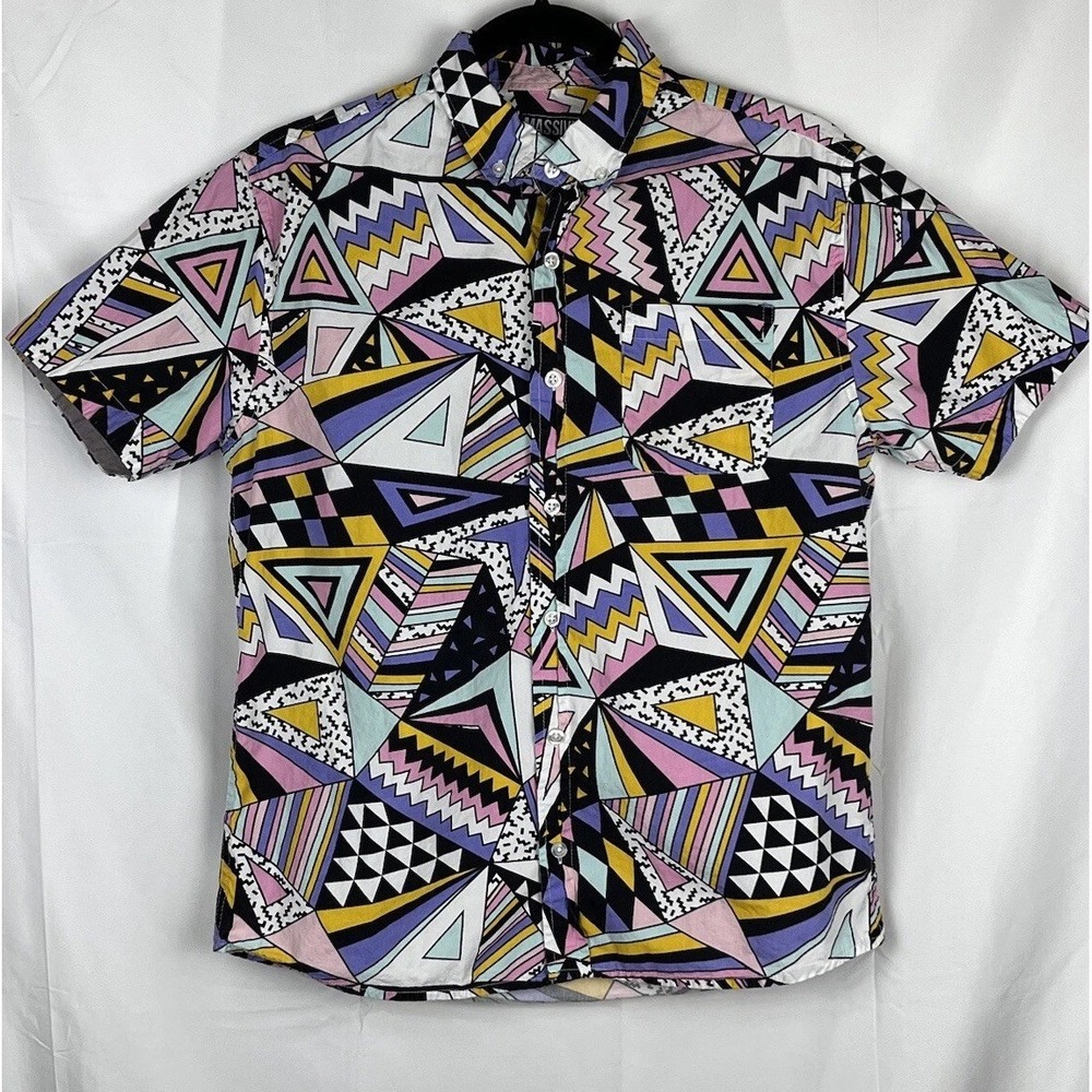 MASSIVE Button‎ Up Shirt Unisex Geo/Memphis Style – ASO Love on the Spectrum